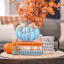 Whaline Fall Wooden Tiered Tray Decor Faux Decorative Stacked Books Bundle Wooden Pumpkin Decor Hello Fall Block Sign for Autumn Thanksgiving Farmhouse Rustic Kitchen Home Decoration