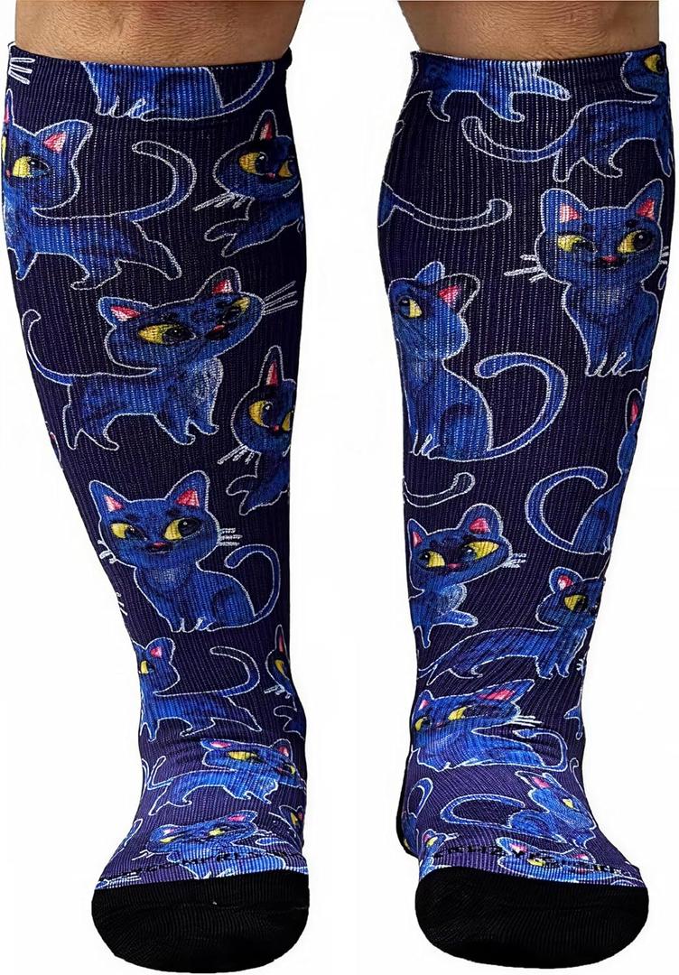 Crazy Compression Socks, Comfortable Support Socks for Recovery, Travel, Hiking, and Long-Hour Comfort w/Fun Designs, L-XL