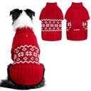 PUPTECK Dog Sweater, Turtleneck Warm Pet Clothes with Leash Hole, Pullover Thick Snowflake Pattern Winter Outfit Christmas Sweaters  Dogs Boy Girl, Red L