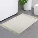 Collive Small Bathroom Rug, 2' x 3' Hand-Woven Low Profile Front Entryway Rug, White/Beige Cotton Reversible Washable Kitchen Mat Modern Farmhouse Carpet for Foyer Bedroom Back Door Decor