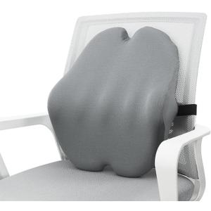 Lumbar Support Pillow, Back Support Pillow for Chair, Memory Foam Car Seat Back Pillows for Back Pain Relief, Ergonomic Design, Perfect for Home Office Desk Chairs,Plane-No Vibrating Version (Grey)