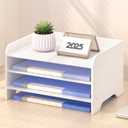Bamboo Desk Organizer Mail Holder Countertop Letter Tray File Organizer for Desk Letter Sorter Paper File Storage for School Home Office Supplies