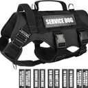 WINSEE Service Dog Vest Harness for Medium Dog, Tactical Working MOLLE Vest with 10 Pet Patches, No Pull Heavy Duty Harness for Training Walking (Black)