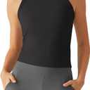 G4Free Workout Tank Tops for Women Slim Fitted Racerback Ribbed Athletic Gym Yoga Tanks Summer Casual (Black, L)