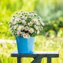 4 Bundles Artificial Silk Daisy Flowers Fake Daisies Plastics Plants Flower Faux Wildflowers Outdoor UV Resistant for Home Decor Indoor Outside Porch Patio Garden Planters Decoration (White)