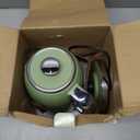 SUSTEAS Electric Kettle - 57oz Hot Tea Water Boiler with Thermometer, 1500W Fast Heating Stainless Steel Pot, Cordless LED Indicator, Auto Shut-Off & Boil Dry Protection, Retro Green