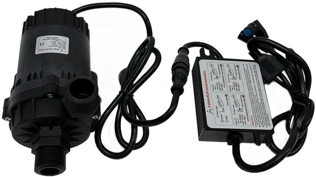 SHYSKY Heavy Duty Low Noise 24V 120W Micro Brushless DC Water Pump DC60G-24120A-1, 12m 39ft 1003GPH, Speed/Flow Adjustable, DRY RUN Protection, For Cooling Circulation Pressure System