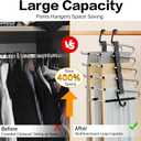 Pants Hangers Space Saving - 2 Pack Closet Organizer and Storage Jean Hangers, Stainless Steel Anti-Slip Clothes Hanger Scarf Holder for Pants Jeans Leggings Trousers Pant Rack, Black