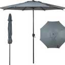 Abba Patio 9FT Lyon Outdoor Patio Umbrella Outdoor Table Umbrella with Push Button Tilt and Crank Market Umbrella 8 Sturdy Ribs UV Protection Waterproof for Garden Deck Backyard Pool Grey
