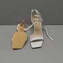 Elisabet Tang Women's Stiletto Heels Ankle Strap Open Square Toe Heeled Sandals Sexy Comfort Strappy Dress High Heel Shoes Lace Up Wedding Party Sandals Shoes (7, White)