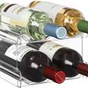 Lifewit Plastic Stackable Wine Rack for Refrigerator, Cabinet, Countertop,Wine Bottle Holder, Water Bottle Organizer for Fridge, Pantry, Holds 4 Bottles (Clear)