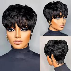 Pixie Cut Wig Human Hair for Black Women Short Pixie Cut Wigs Natural Looking 100% Real Human Hair Wigs Glueless Full Machine Made Wigs for Black Women (S-036 1B)