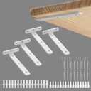 Alise White Shelf Brackets 6 Inch,Heavy Duty Floating Shelf Bracket Mounting Brackets,Hidden L Brackets for Shelves,Metal Decorative Shelf Brackets Wall Shelf Supports Brackets DIY,Pack of 4