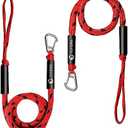 Bungee Dock Line 2 Pack- (4ft & 6ft) PWC Boat Bungee for Jet Ski, Kayak, Quick Docking with Stainless Steel Clip, Built-in Snubber