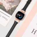 Minyee Leather Bands Compatible with Fitbit Versa 4/Versa 3/Fitbit Sense 2/Sense Band Women, Slim Thin Dressy Designer Premium Leather Strap with C-Shape Metal Buckle for Versa 3 4 Sense 2 Smartwatch