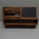 Key Holder for Wall, Mail Organizer Wall Mount with Key Hooks and Wallet Holder, Sunglasses Storage and Dog Leash Hanger, Decorative with 4 Double Hooks and Chalkboard (Brown)