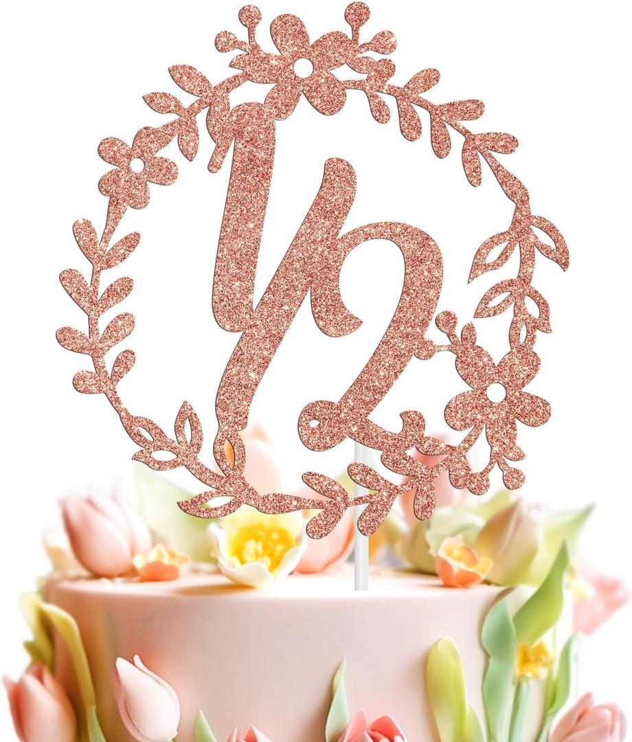 3 x 1/2 Birthday Cake Topper, Half Way to One, Floral Flower Theme Happy 6 Months/Baby First Birthday/Baby Shower Party Decorations Supplies