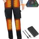 FERNIDA Women Heated Pants with Battery Pack Fleece-Lined Softshell Electric Heating Snow Pants for Outdoor Hiking Skiing XL