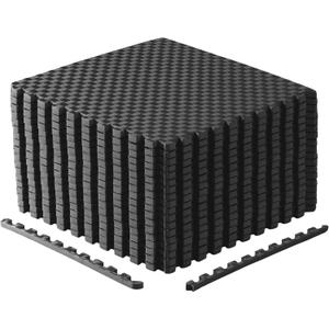 CAP Barbell Exercise Puzzle Mats Packs Tiles 24"x24" x 3/4" | Multiple Options (Tatami Pattern - Black - 3- Pack - 18 tiles)