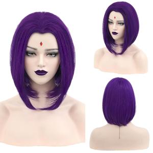 Purple Short Wig Cosplay Short Bob Wig Purple Halloween Costume Wigs For Women