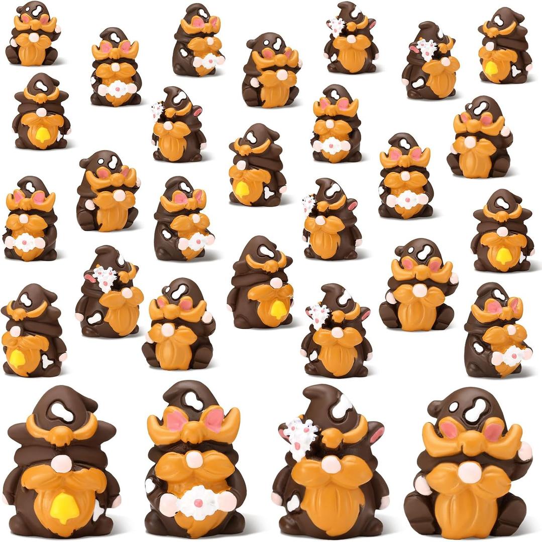 Yuntau 40pcs Mini Resin Spring Flower Highland Cow Gnomes Bulk Miniature Daisy Flower Highland Cow Gnome to Hide for Landscape Outdoor Garden Shelf Kitchen Home Farmhouse Spring Decorations