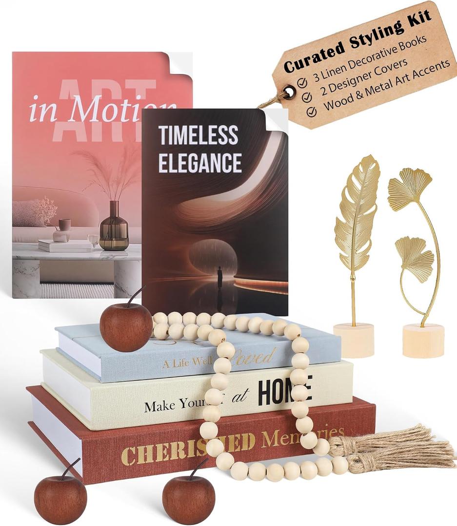 Decorative Books for Home Decor & Fake Books for Coffee Table Decor, Complete Aesthetic Set with 3 Faux Books for Decoration & Accents for Neutral Living Room Decoration & Bookshelf Decor