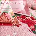 Tyrot 3 Piece Pink Boho Floral Full/Queen Quilt Sets Farmhouse Botanical Reversible Lightweight Bedspread with 2 Shams Butterfly Microfiber Bedding Quilts Set for All Season, 90''x96''