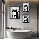 Sorbrozo Funny Black Cat Bathroom Wall Art Print Butt Napkin Quote Black and White Frame Humorous Home Decor 11x14in