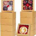 100 Pack Cookie Boxes with Window 4x4x2 Inch,Bakery Boxes, Chocolates Strawberries,Treat Boxes, Mini Cake Boxes, Pastry Dessert Boxes for Candy, Cupcakes- Brown Paper