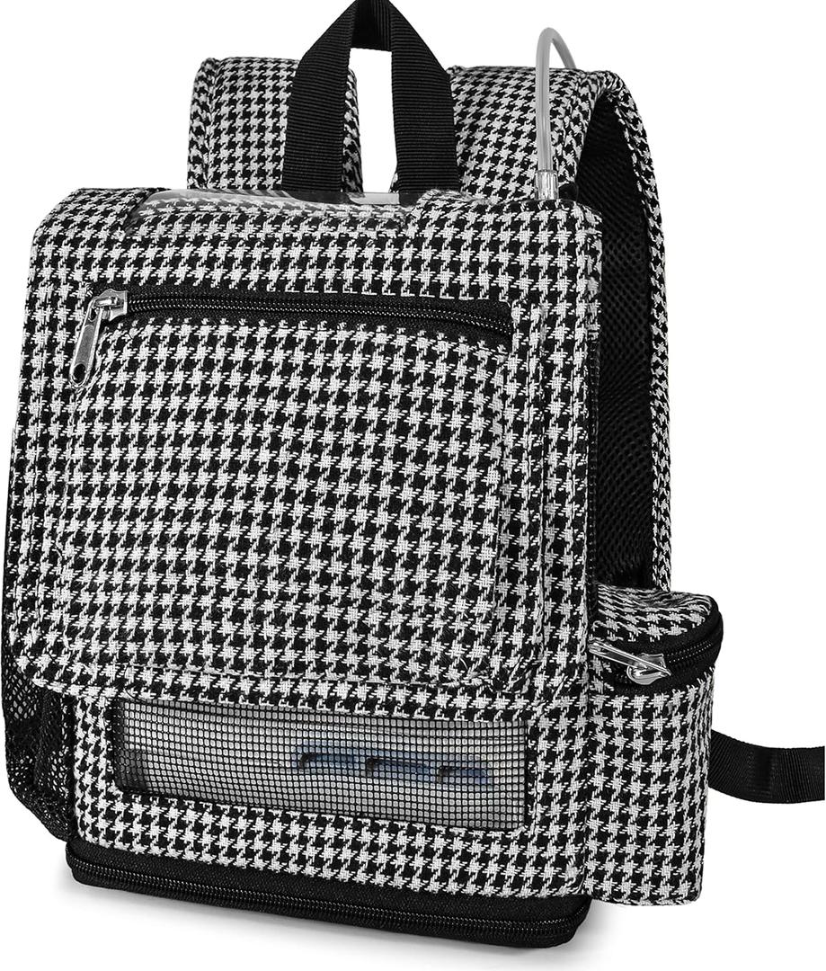 O2TOTES Premium Backpack  Fits Inogen One G5 & Inogen Rove 6, Lightweight with Padded Straps & Zippered Bottom (Leopard Print)