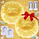 JMEXSUSS 2 Pack Battery Operated String Lights for Bedroom, Total 66ft 200 LED Ramadan String Lights Indoor Outdoor with Remote, Warm White Battery Christmas Lights for Room Tree Porch Party Yard Car