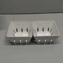 Gomakren Fruit Basket for Kitchen, Fruit Bowl with Holes, Ceramic Berry Basket Set of 2, 5.7 Inch Square Berry Containers Colander - Farmhouse Kitchen Decor, White