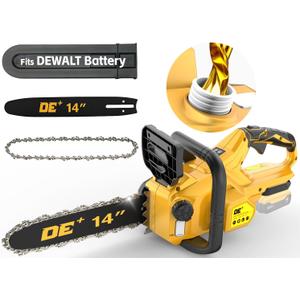 14 Inch Brushless Electric Chainsaw Cordless for Dewalt 20V Battery, Compact Chain Saw with Auto Oiler, Low Kickback, Battery Powered Chainsaw for Tree Trimming, Storm Clean-Up, Wood Cutting, Pruning