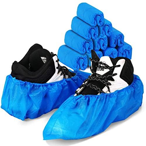 Green Convenience Shoe Covers Disposable Boot Cover Waterproof, Dust proof, 100 Pack(50 Pairs),The Size Fit Most, Non-slip, Blue, Protect Your Shoes, Floor, Carpet