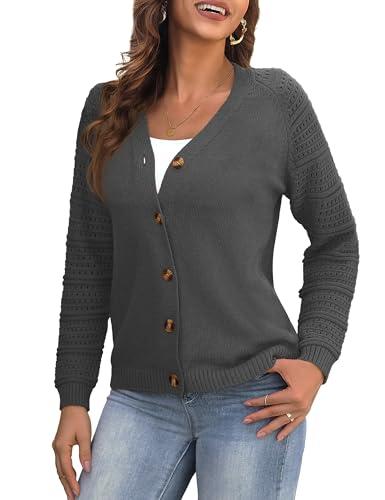 REDHOTYPE Women's Cardigans Sweater Casual Long Sleeve Open Front Cardigan Button Down Knit Chunky Outwear Coats, Size: XL