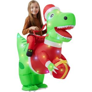 Inflatable Costume Kids Christmas Blow up Costumes with LED Light Funny Riding on Costume for Party Cosplay