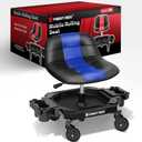 Rolling Stool with Wheels, Adjustable Height Pneumatic Garage Work Mechanic Stool Seat with Backrest, 400 LBS Capacity 360 Swivel Mechanic Crepper Chair with Tool Tray Storage, Blue (Carbon Fiber Blue)