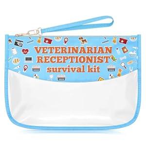 Sazuwu Veterinarian Receptionist Makeup Cosmetic Organizer Bag Vet Tech Gifts for Women Funny Animal Rescue Appreciation Thank You Gift Birthday Christmas Retirement Gift Travel Pouch