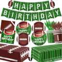 Football Birthday Party Decorations Football Plates Napkins Tablecloth Banner Football Party Supplies Tableware Set for Football Game Day Tailgate Party Decorations, Serve 25