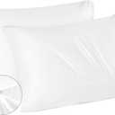Bedsure Cooling Pillow Cases Queen Size Set of 2, Rayon Derived from Bamboo Cooling Pillowcases for Hot Sleepers, Soft & Breathable Cool Pillow Covers with Zipper, White, Gifts, 20x30 Inches