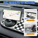Multifunctional Car Anti-Slip Mat, 360° Rotatable Car Anti Slip Mat Phone Holder, Universal Dashboard Pad with Temporary Parking Number, Dashboard Accessories for Sunglass Chapstick (Black Brown)
