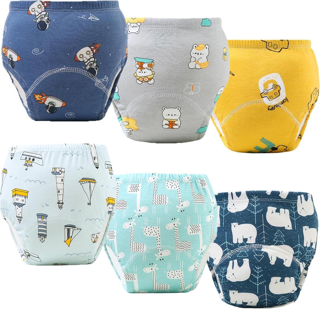 Upairy Potty Training Pants Cotton Absorbent Training Underwear for Toddler Boy and Girls 2T-5T,Soft Absorbent & Leak-Proof with Characters(6PCS,M)