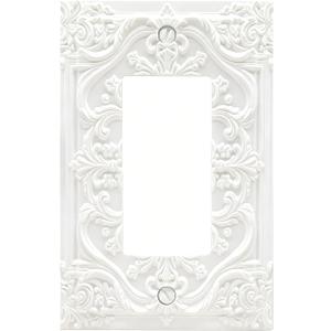 Single Rocker/Decora Outlet Covers Light Switch Covers Decorative White 3D Floral Embossed 1 Gang Gfci Wall Plate Covers Plug Switchplate Faceplate for Bedroom Home Decor