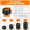 Furniture Risers Bed Risers Heavy Duty 1 inch, 2 inch, 3 inch, 4 inch Round Adjustable Bed Lifts Riser for Desk Legs Table Couch Sofa Chair Refrigerator Washing Machine (1 Inch, Black, 16 Pack)