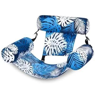 SLOOSH Pool Floats Chairs Adult,Inflatable Pool Lounge,Plant Pattern Floating Mat Hammock,Blow up Water Chairs Noodles rafts for Party Summer Water Beach Fun