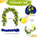2 Pcs Amalfi Coast Party Decorations Mediterranean Table Decor, 6 ft Lemon Garland and 35x 71 in Blue Cheesecloth Table Runner Capri Lemon Garland Italian Runner Summer Party Home Decor