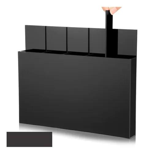 Honeydak Magnetic Acrylic Straw Holder for Cabinet Door with Adhesive Tapes and 5 Removable Partitions, Reusable Straw Organizer Storage Space-saving for Cabinet Door Fridge Kitchen(Black,9.8 Inch)