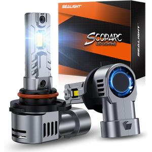 SEALIGHT 9005/HB3 Light Bulbs, 1:1 Design 50000LM Fog Bulbs with 14000RPM Cooling Fan, Plug-N-Play, Pack of 2 (White)