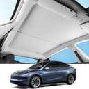 LUCKEASY 2PCS Sunroof Sunshade Net for Tesla Model Y Juniper 2026 2025 Glass Roof Sun Shade Ice Crystal Fabric Glass Roof Shade Net Sunroof Cover Includes Storage Bag &12 Clips Accessories Grey