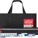 ZGME American Mahjong Set,166 White Tiles with Black Rectangular Bag and Accessories,4 All-in-One Mahjong Racks with Pushers,Complete Western Mahjong Set, 1.2" 0.9" 0.5"